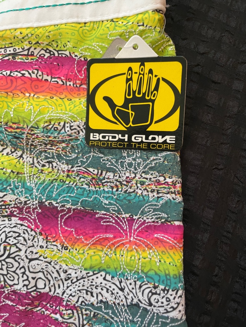 ❤️ NWT CHIC EMBRODERIED BODY GLOVE GIRL Swim Trunks w zipper pocket